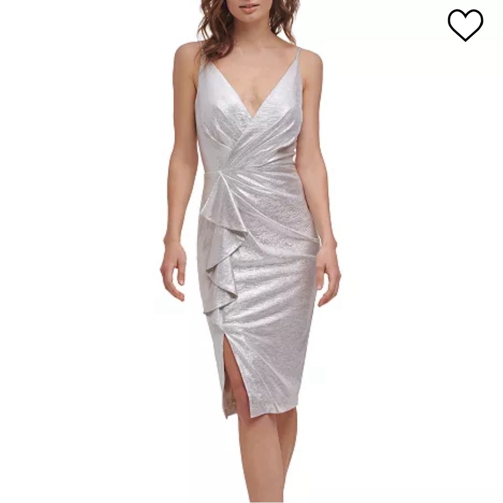 Eliza J Metallic Waterfall-Ruffle Dress